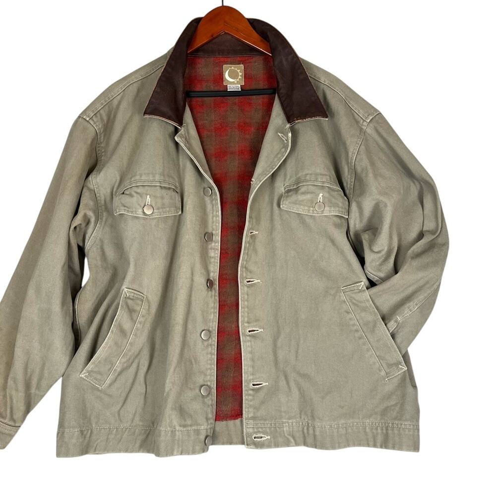 Carhartt Men's Tan Canvas Barn Jacket with Brown Corduroy Collar